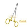 Halsey needle holder with ratchet lock, plain and serrated tungsten carbide tips, 13 cm, Adas Instruments