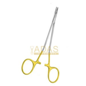 Senning Needle Holder Tungsten Carbide with slim shanks and gold-plated handles for cardiac surgery.
