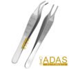 Adson Brown forceps surgical instrument, 7x7 or 9x9 teeth, straight or curved, 12 cm, Adas Instruments