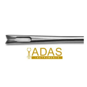 V-Dissector Cannula with sharp fork-shaped tip for scar tissue release.