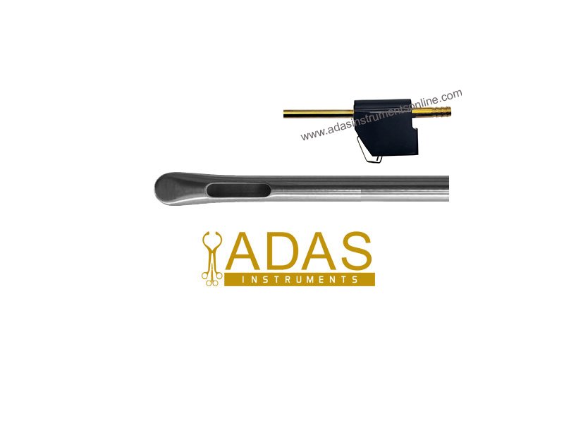 Spatula tip liposuction cannula, flattened tip for superficial layers