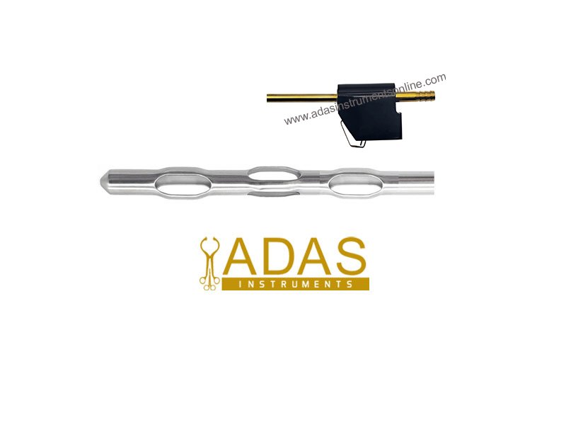 Basket tip liposuction cannula, open side windows with cutting crossbars