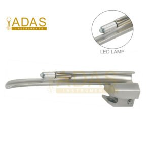 Miller Conventional Laryngoscope Blades size chart Fig 00 to Fig 4 with LED lamp.