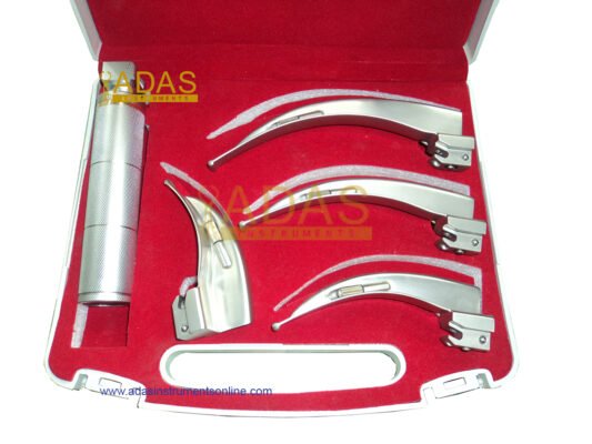 Conventional Laryngoscope Blade Set including 3 to 5 blades in a protective case.