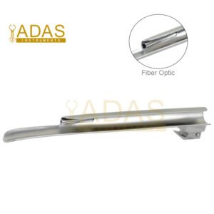 Miller Fiber Optic Laryngoscope Blades size chart Fig 00 to Fig 4 with LED light carrier.