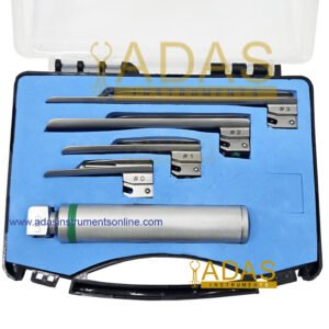 Miller fiber optic laryngoscope blade sets in plastic box