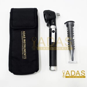 Mini fiber optic otoscope with 10 plastic cannula and pouch