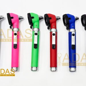 Mini plastic body fiber optic otoscope with 10 plastic cannula and pouch