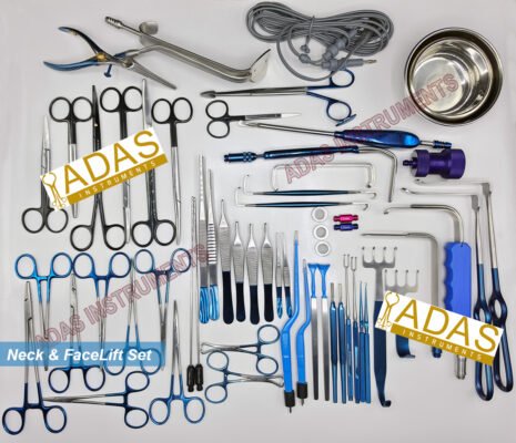 Neck and face lifting instruments set 57 pieces 44 types aluminum sterilization box ADAS Instruments