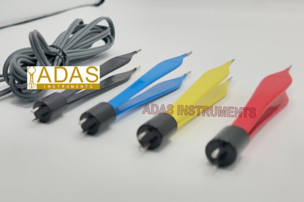 Range of insulated surgical instruments showing coated shafts used in electrosurgery