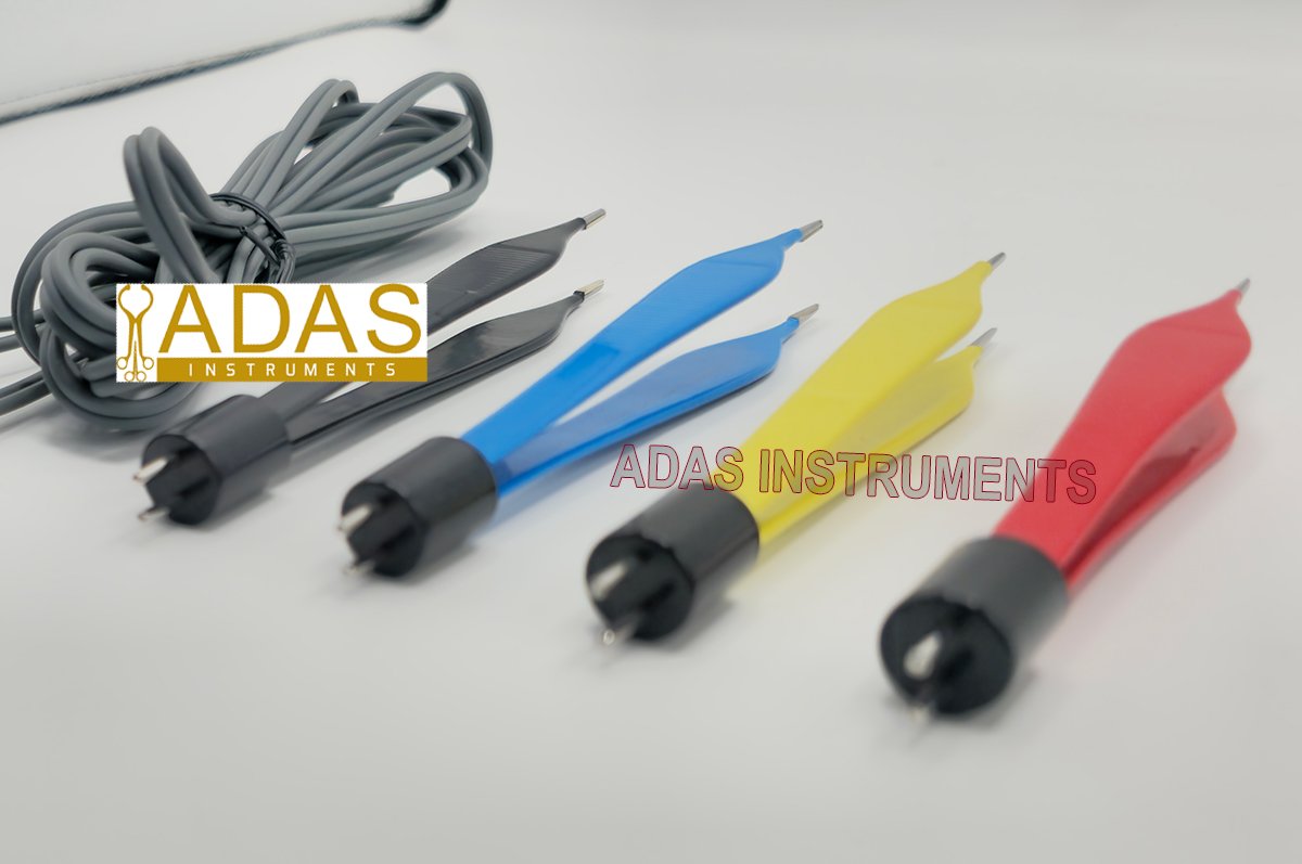 Range of insulated surgical instruments showing coated shafts used in electrosurgery