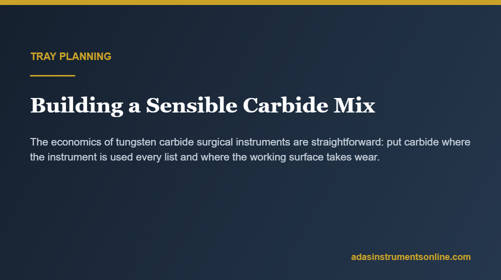 tungsten carbide surgical instruments tray planning guide from Adas Instruments
