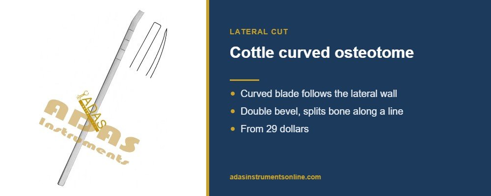 Card showing the Cottle curved nasal osteotome used for the lateral osteotomy