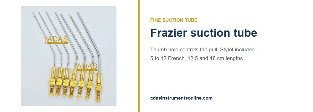 Card showing a Frazier suction tube, the fine alternative to a Yankauer suction tip