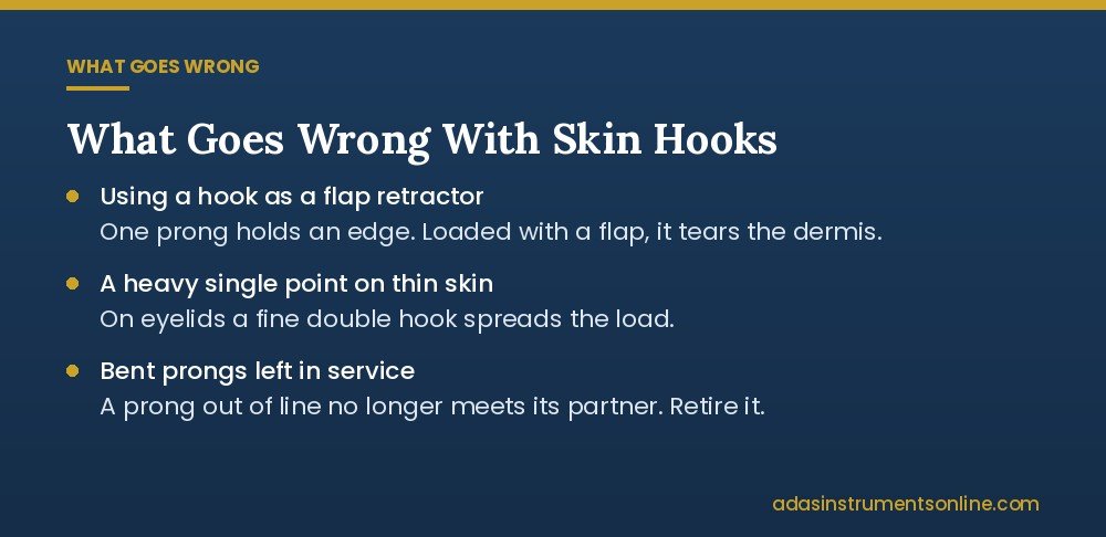 Card listing three common mistakes with skin hooks