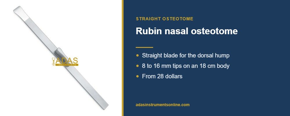 Card showing the Rubin nasal osteotome, a straight osteotome for the dorsal hump